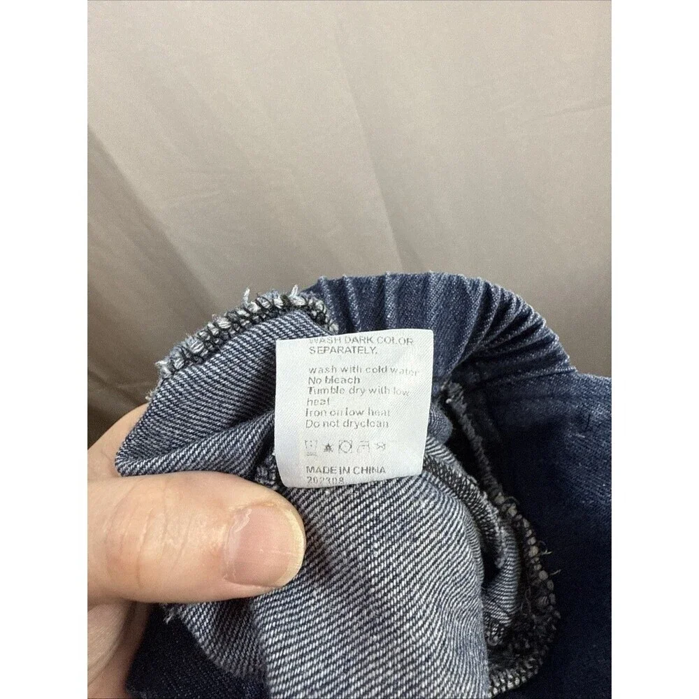 Unbranded Overalls Bear Design Distressed Flare Leg Size 9-12 M Preowned - Picture 11 of 11